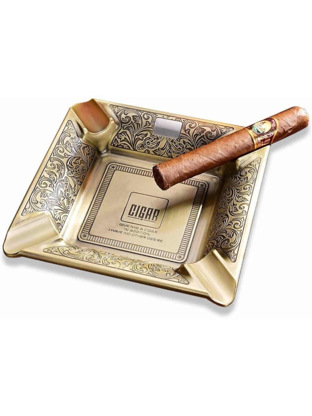 Large Metal Cigar Ashtray with 4 Slots - Perfect for Home & Office Gifts for Men
